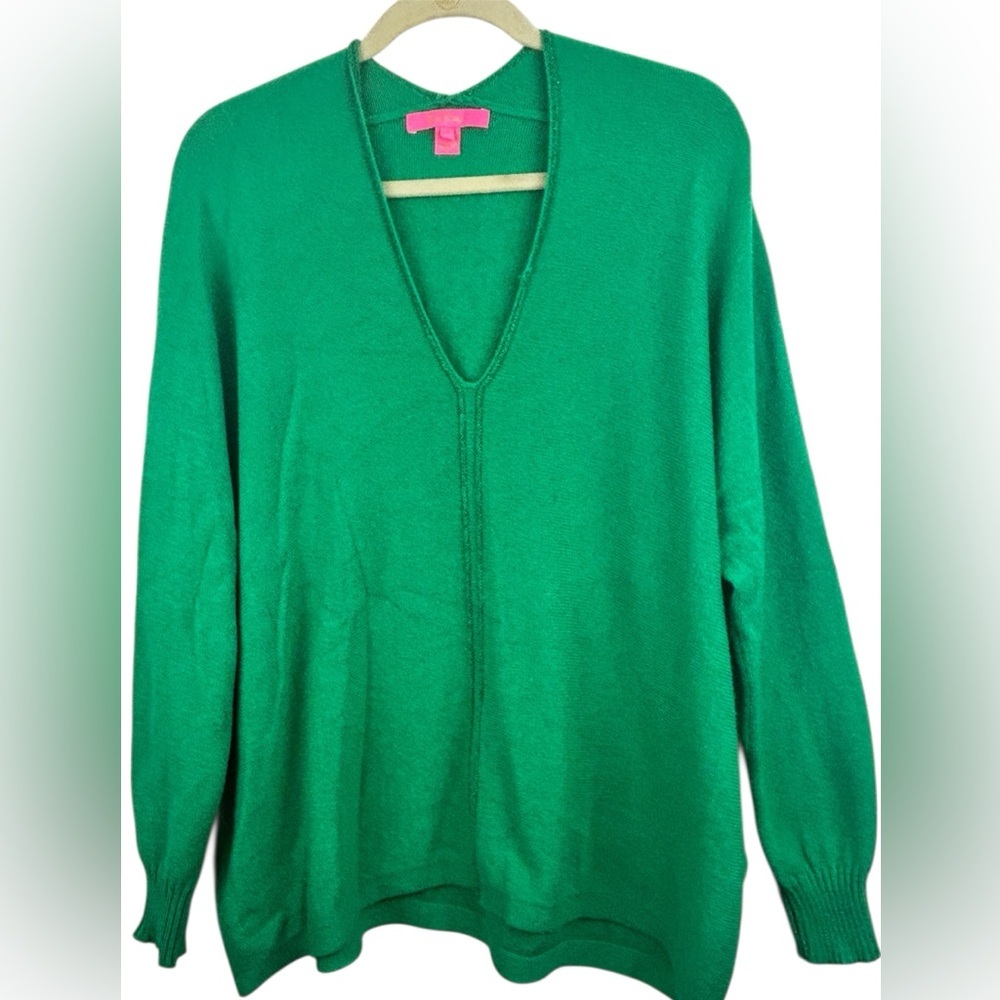 Lily Pulitzer Stevie Dolman SleeveKelly Green Metallic Women’s Sweater Size XL - Picture 2 of 12